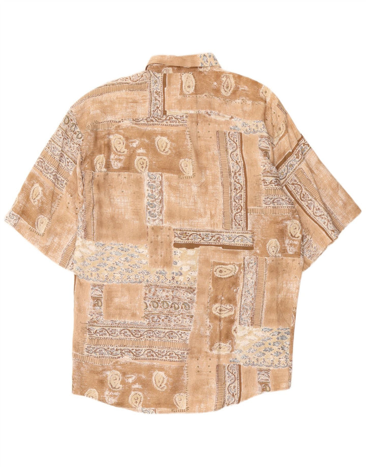 Camicia a maniche corte da uomo VINTAGE grande patchwork marrone