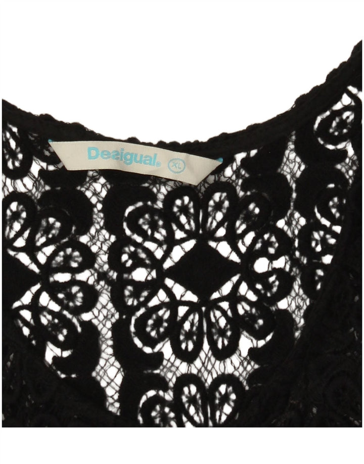 DESIGUAL Camicetta grafica senza maniche da donna Top UK 18 XL Grigio Paisley