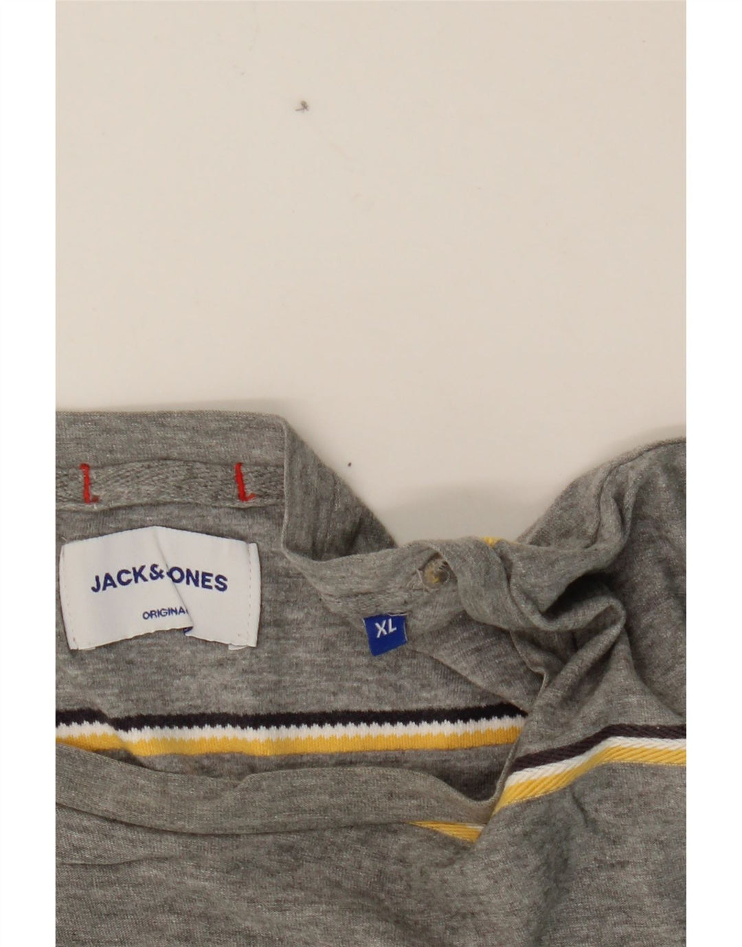 JACK & JONES Mens T-Shirt Top XL Grey Striped Cotton Vintage Jack & Jones and Second-Hand Jack & Jones from Messina Hembry 