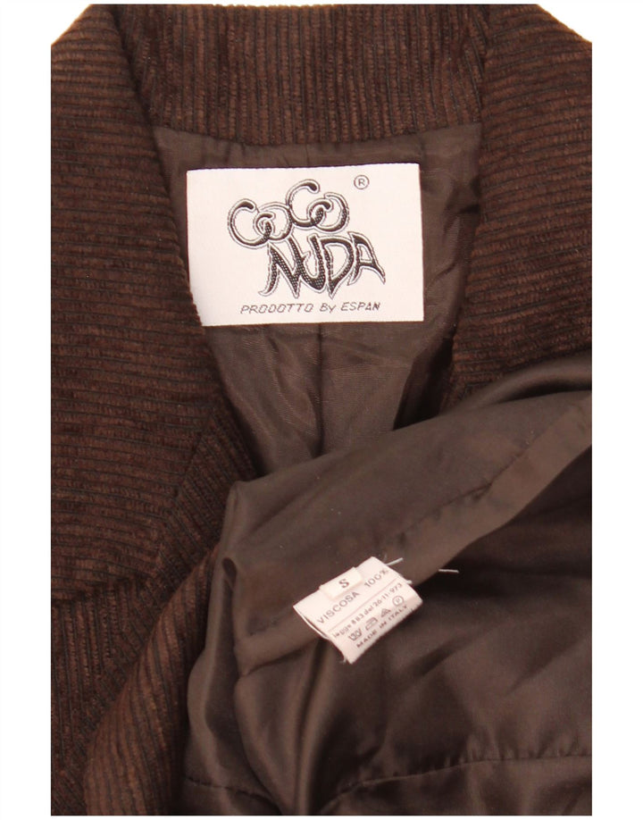 Giacca blazer da donna a 3 bottoni in velluto a coste lungo Coconuda UK 10 piccola marrone