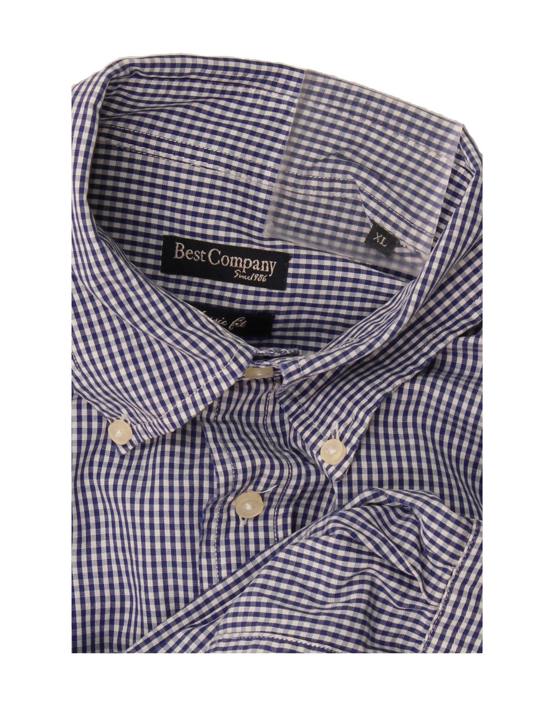BEST COMPANY Mens Classic Fit Shirt XL Blue Gingham Vintage Best Company and Second-Hand Best Company from Messina Hembry 