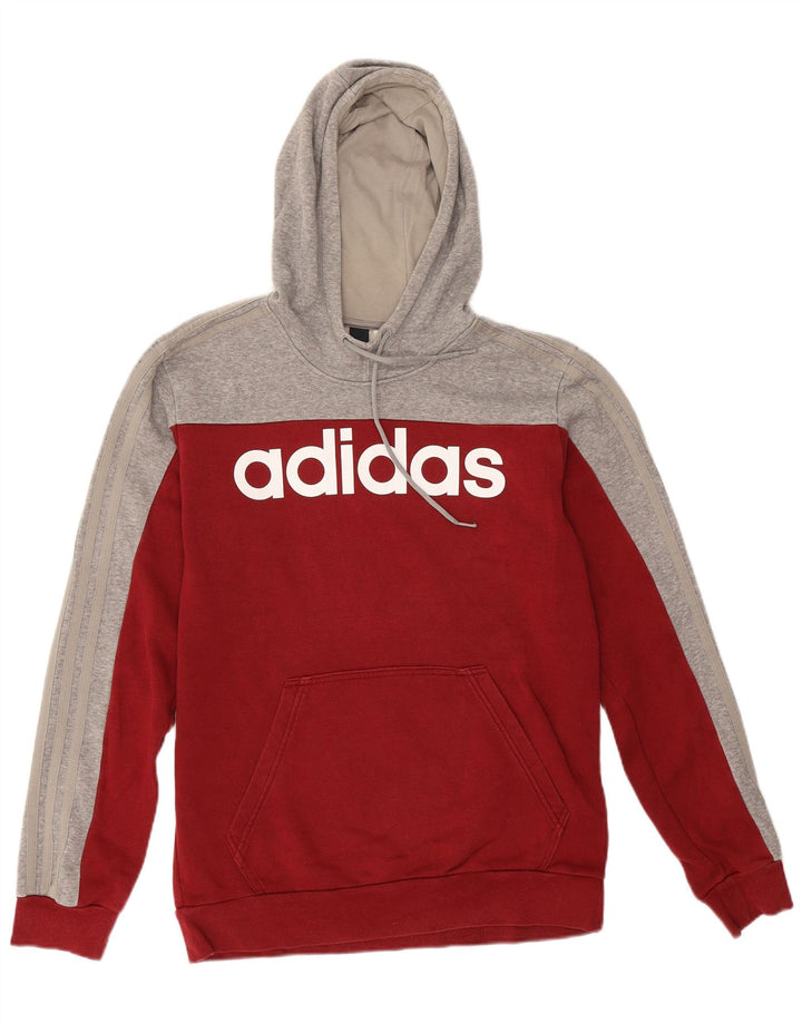 Felpa con cappuccio grafica da uomo Adidas, cotone color block rosso medio
