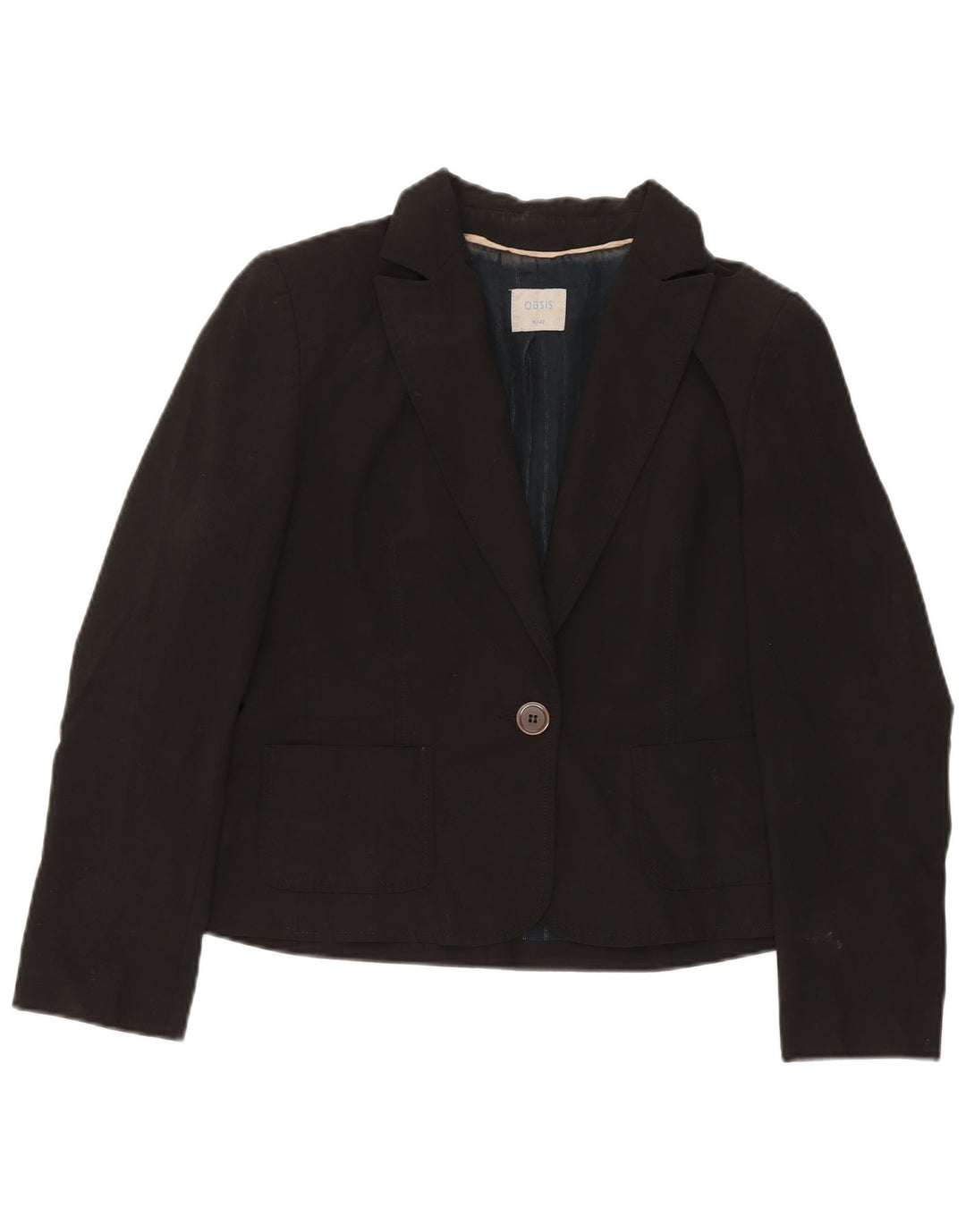 Giacca blazer da donna a 1 bottone Oasis UK 16 grande poliestere nero