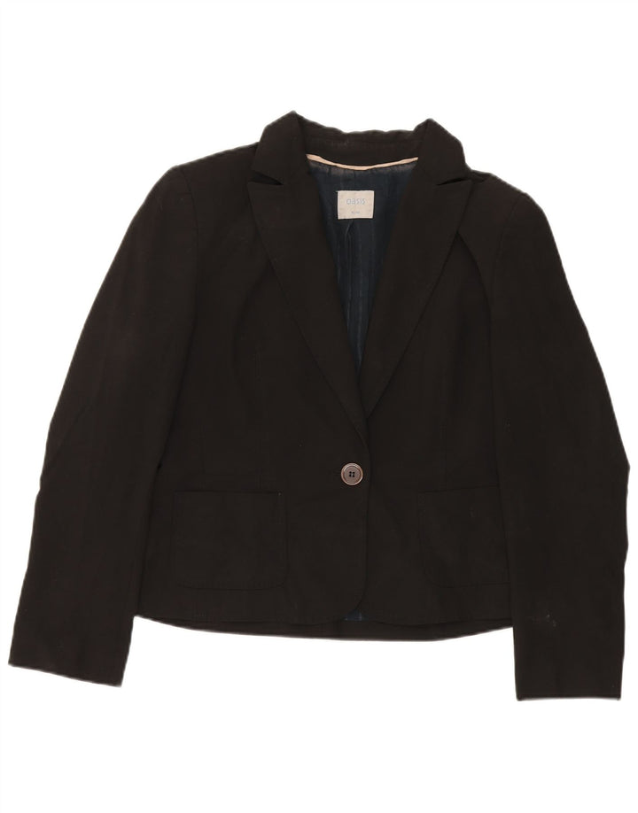 Giacca blazer da donna a 1 bottone Oasis UK 16 grande poliestere nero