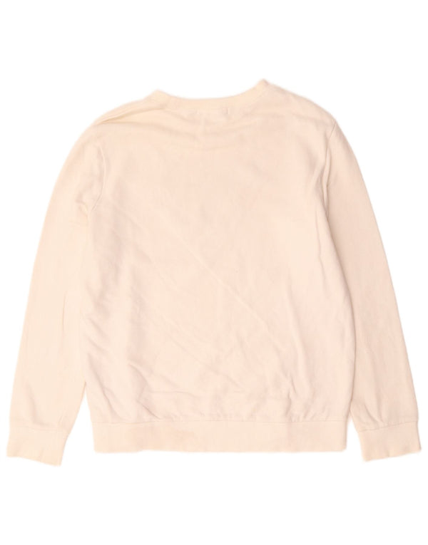 Guess Felpa con grafica da donna Maglione UK 14 Medio Cotone bianco sporco