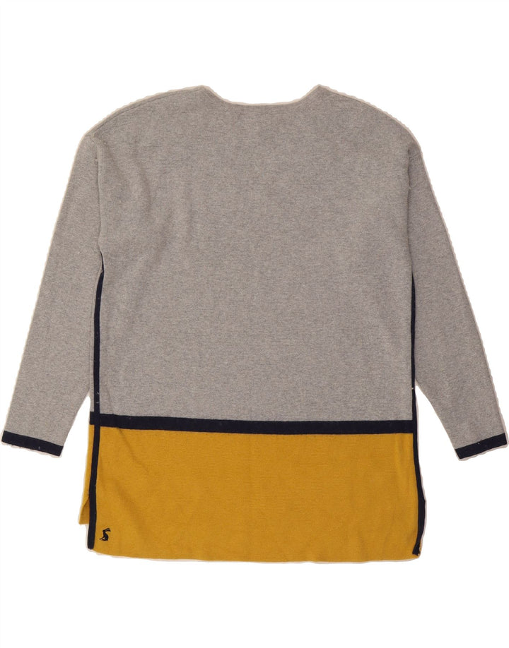 JOULES Womens Crew Neck Jumper Sweater UK 10 Small Grey Colourblock Vintage Joules and Second-Hand Joules from Messina Hembry 