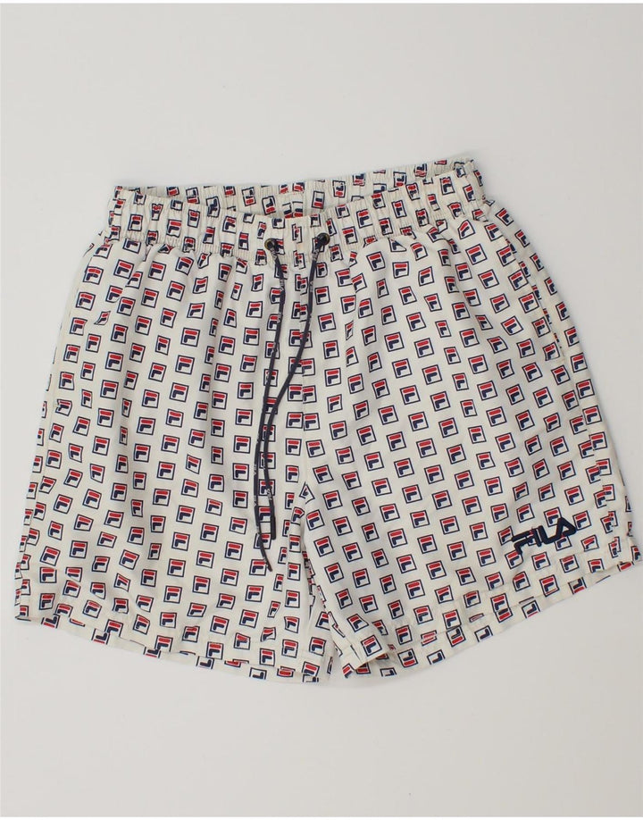 Pantaloncini da bagno grafici da uomo FILA piccoli in poliestere bianco