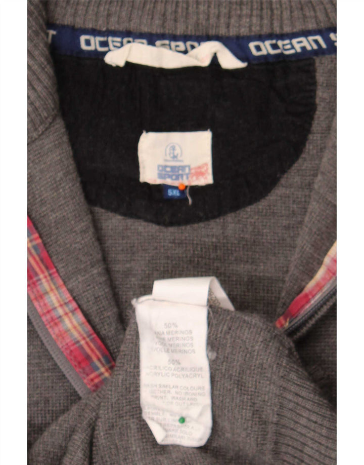 Maglione cardigan da uomo vintage 5XL lana merino grigia