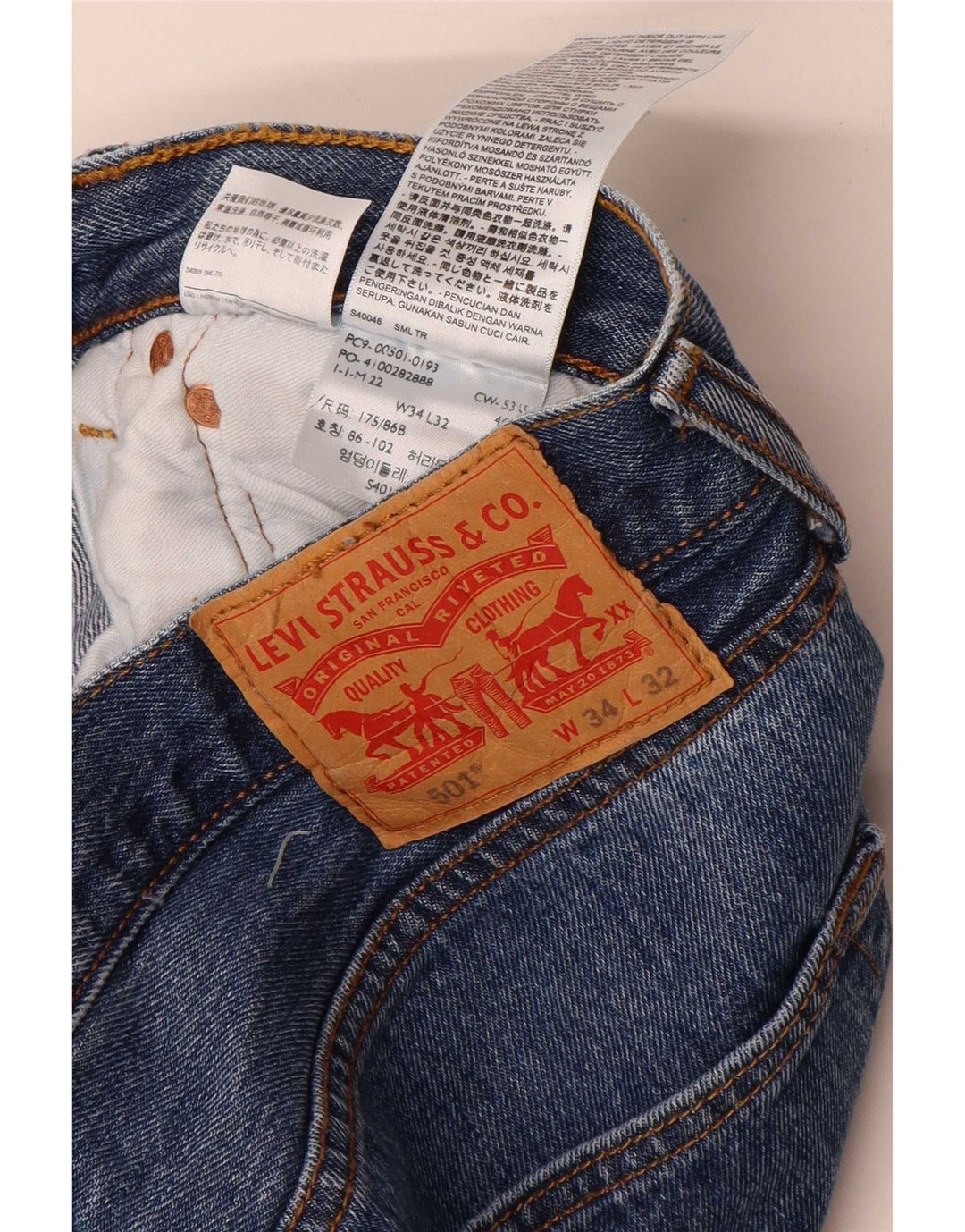 Levi's Uomo 501 Jeans dritti W34 L32 Cotone Blu