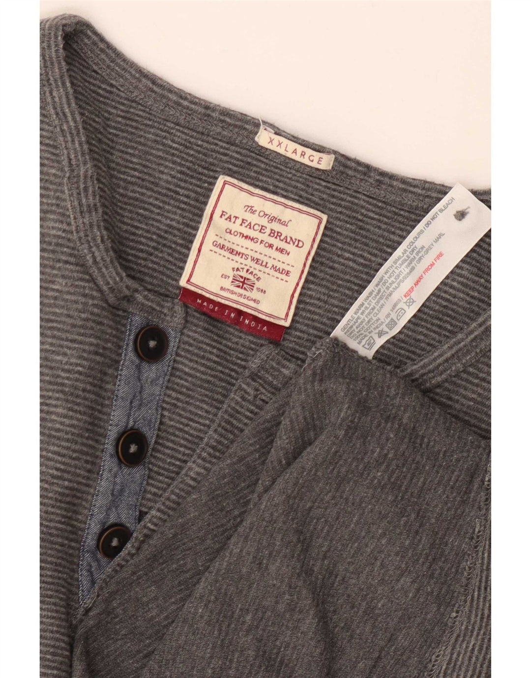Top da uomo a maniche lunghe Fat Face 2XL in cotone grigio