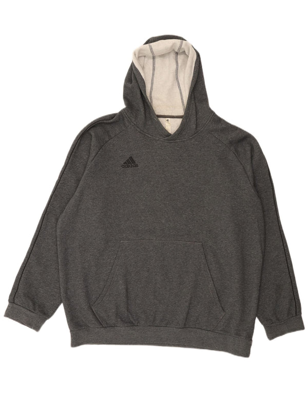 Felpa con cappuccio da uomo Adidas 2XL in cotone grigio