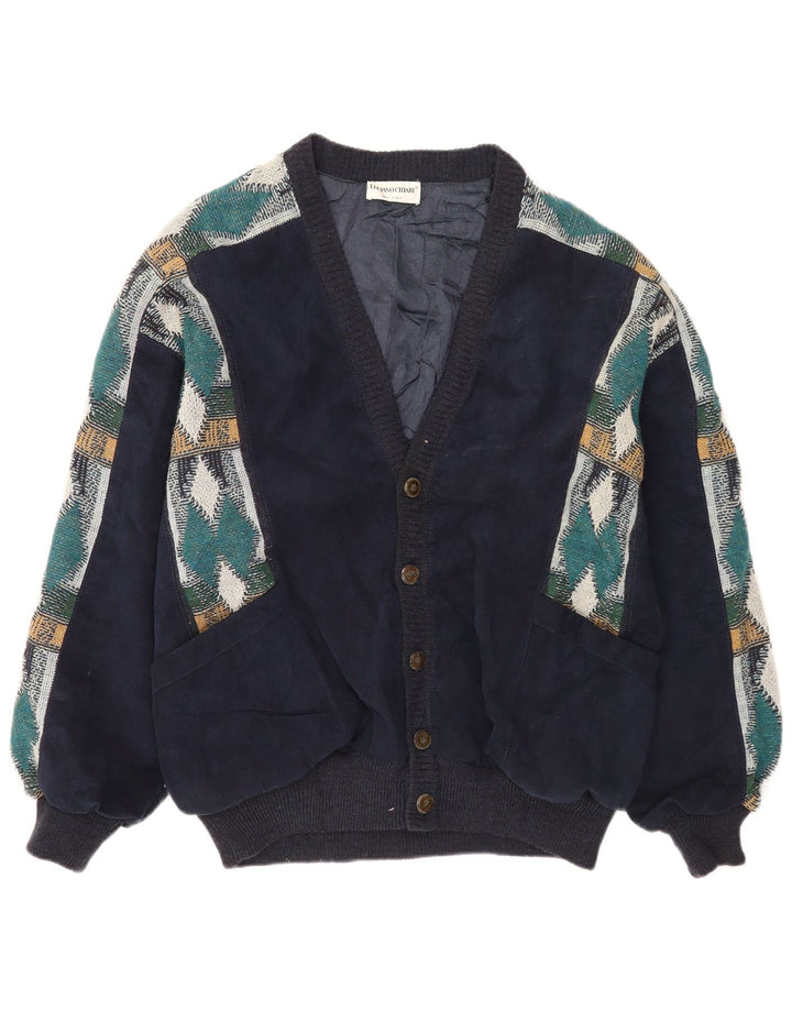 Giubbotto bomber da uomo Luciano Chiari UK 40 Large Blu Navy Argyle/Diamante