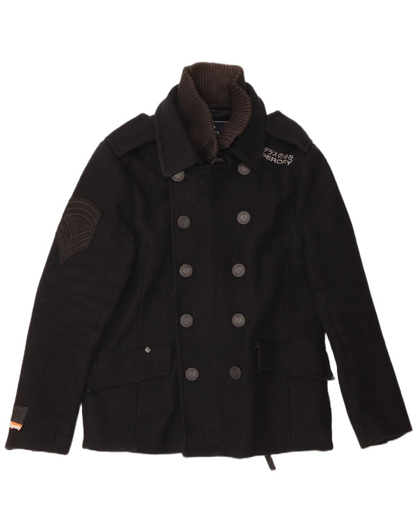 Cappotto da marinaio grafico da uomo SUPERDRY UK 44 2XL Lana nera