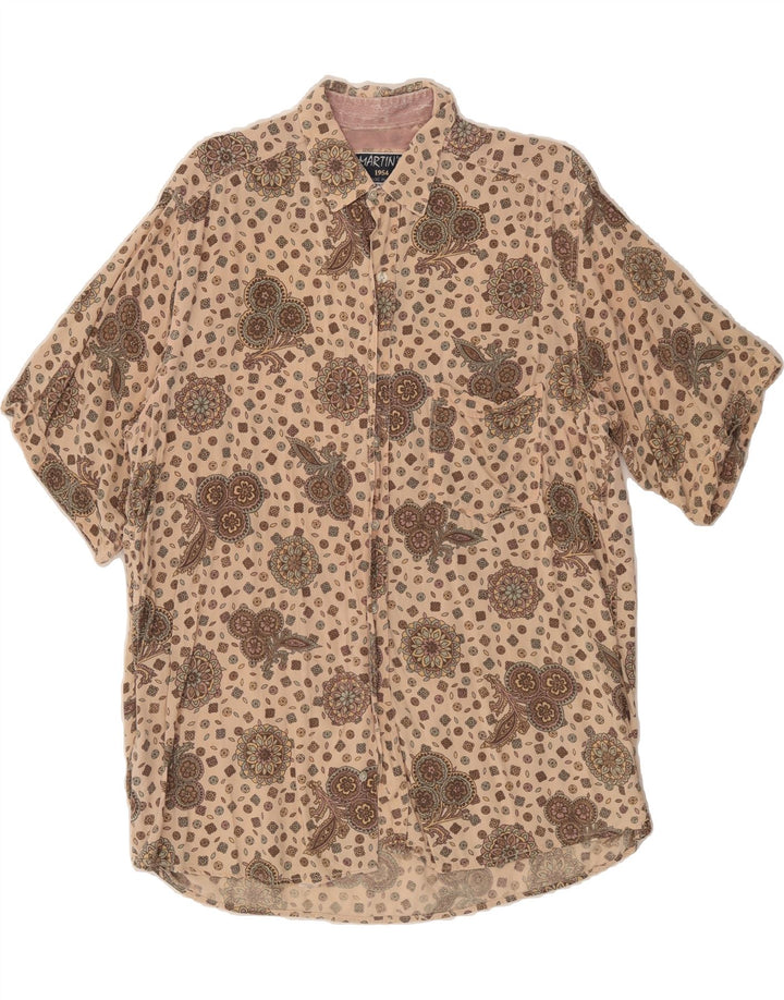 MARTIN'O Mens Short Sleeve Shirt XL Beige Paisley Vintage Martin'o and Second-Hand Martin'o from Messina Hembry 
