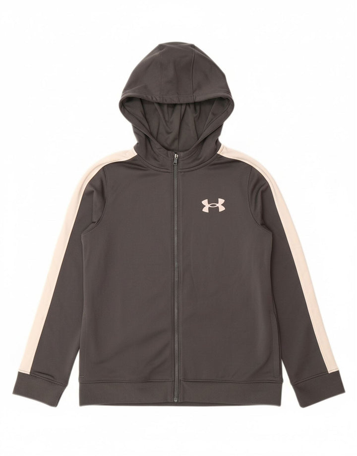 Felpa con cappuccio e zip per ragazzi UNDER ARMOUR 9-10 anni Blocco colore grigio medio