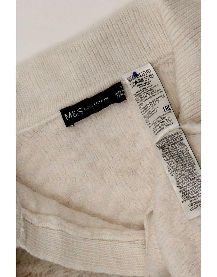 Maglione maglione collo alto da donna Marks & Spencer UK 10 piccolo bianco sporco
