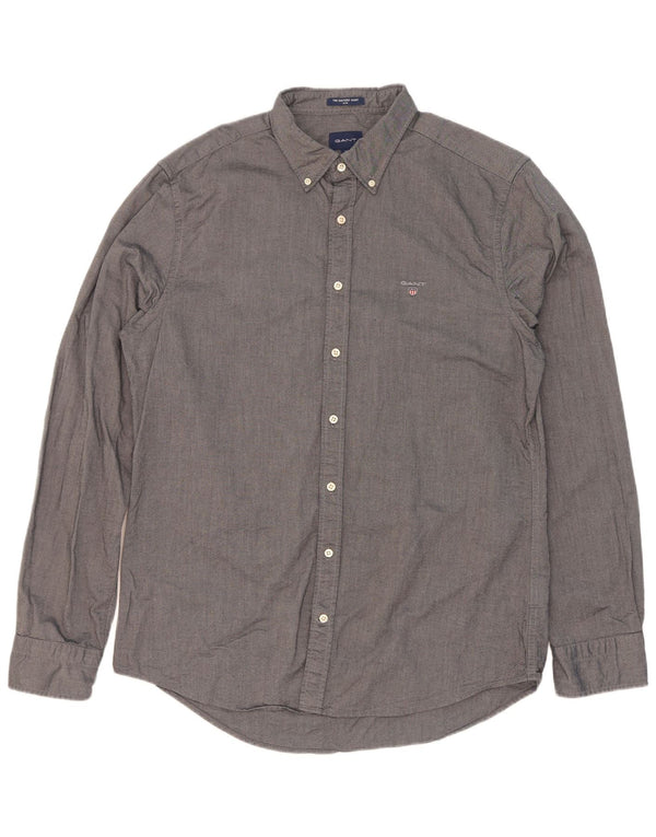 Gant Camicia Slim da Uomo Taglia 43/44 17 1/2 XL Cotone Grigio