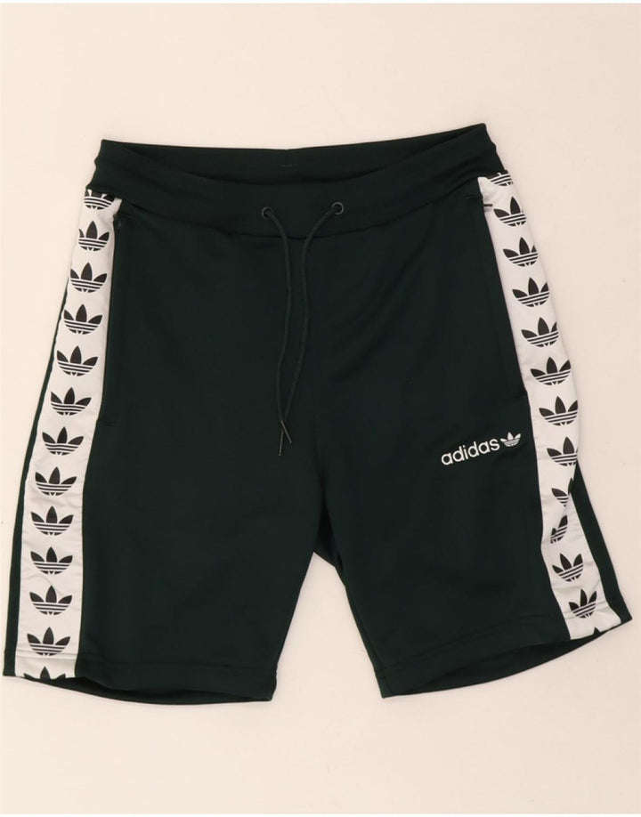 ADIDAS Mens Graphic Sport Shorts Small Green Colourblock Polyester Vintage Adidas and Second-Hand Adidas from Messina Hembry 