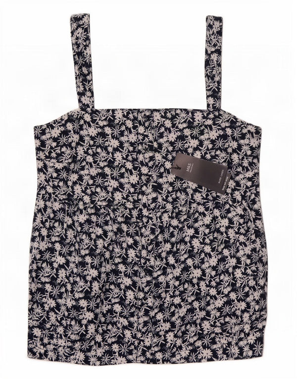 Canotta da donna Marks & Spencer UK 12 Lino floreale medio blu navy