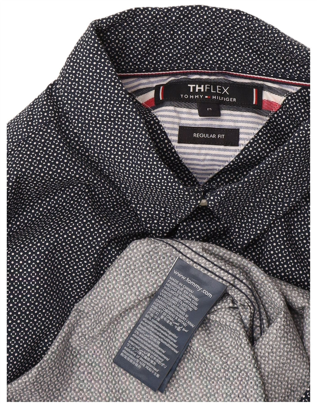 Camicia da uomo Regular Fit Tommy Hilfiger Cotone maculato medio blu navy