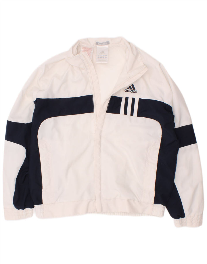 Giacca da tuta da ragazzo Adidas 7-8 anni in poliestere color block bianco
