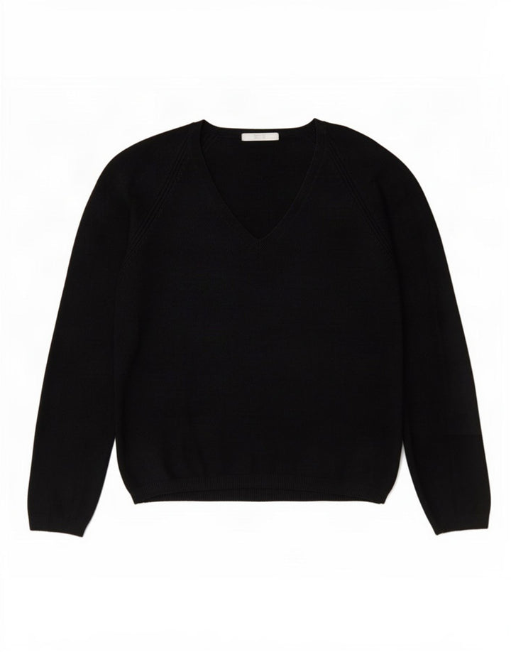 Maglione maglione con scollo a V da donna Marks & Spencer UK 12 medio nero