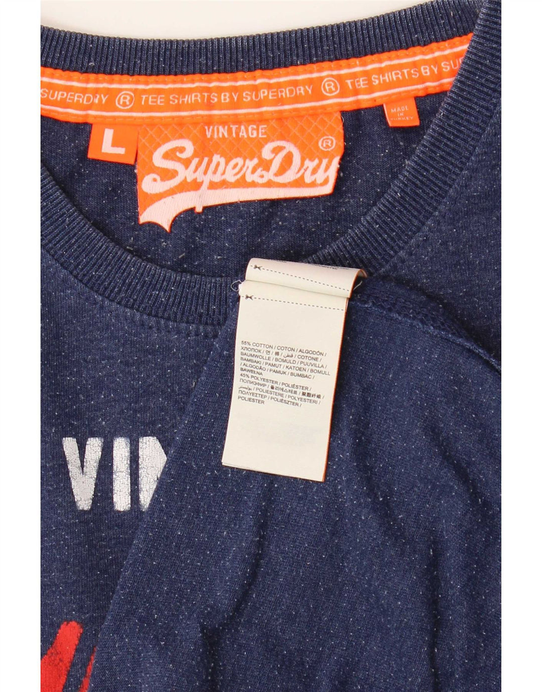 T-shirt grafica da uomo Superdry Top grande in cotone blu