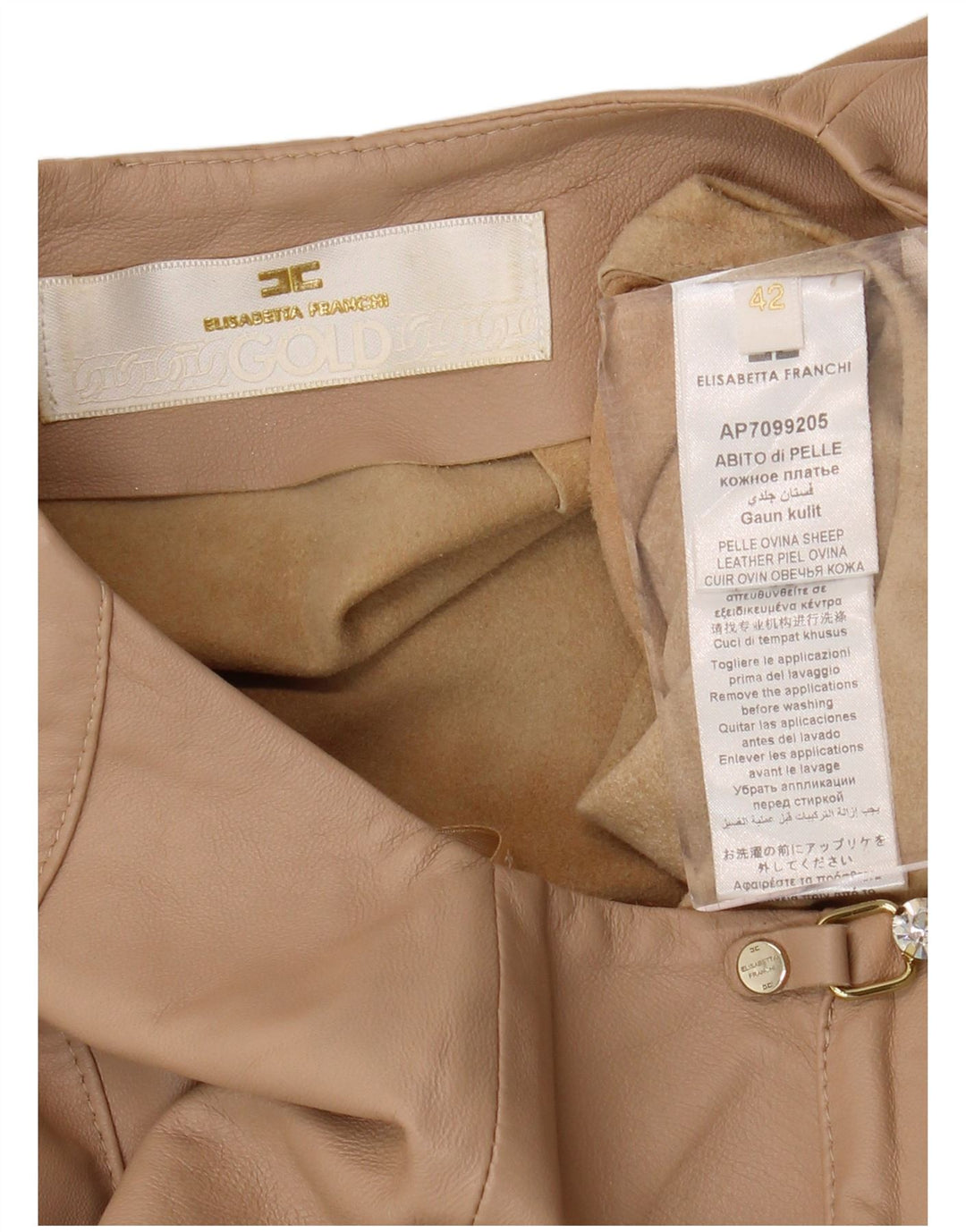 Abito Donna in Pelle ELISABETTA FRANCHI IT 42 Pelle Beige Medio