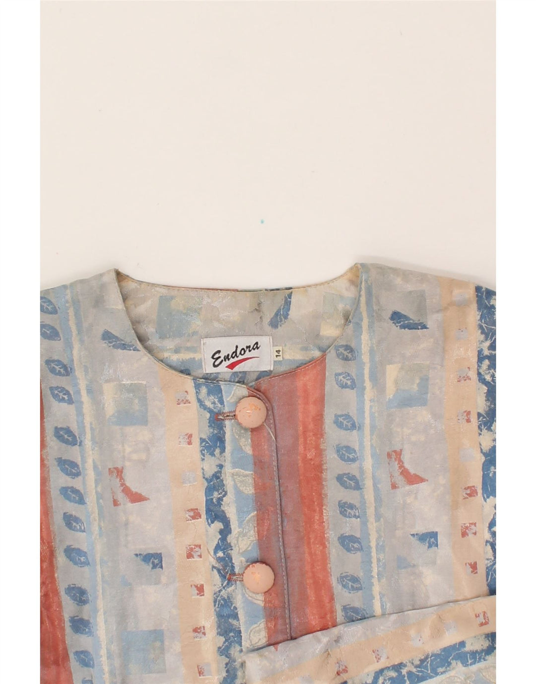 VINTAGE Womens Abstract Pattern 4 Button Blazer Jacket UK 14 Large Blue Vintage Vintage and Second-Hand Vintage from Messina Hembry 