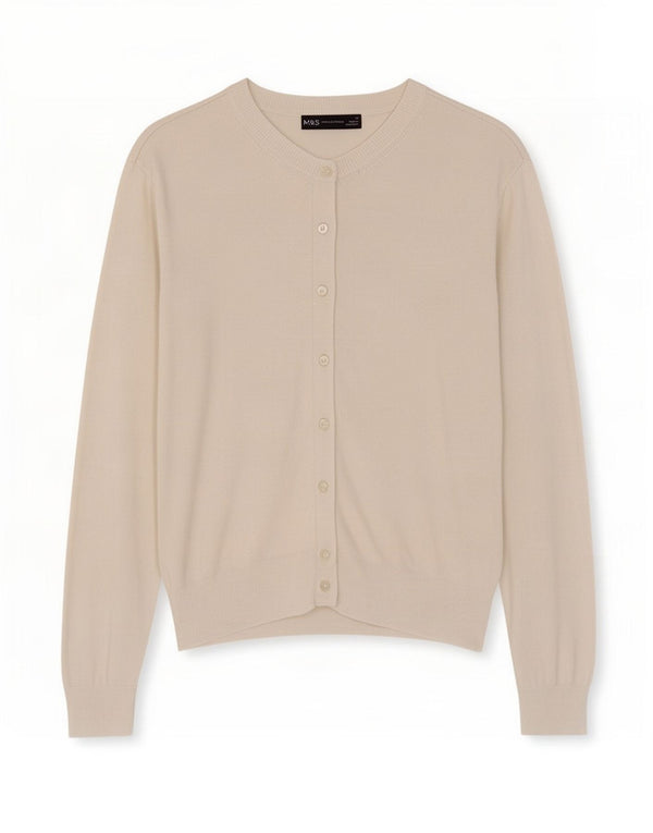 Marks & Spencer Womens Cardigan Sweater UK 12 Medium White Viscose