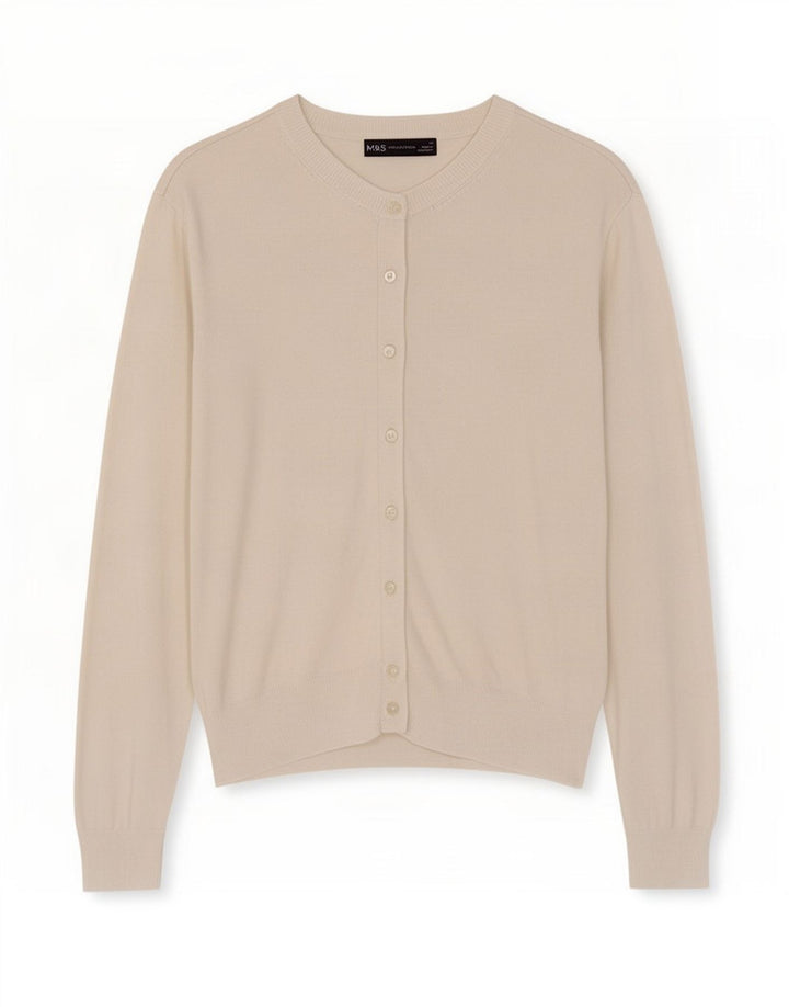 Maglione cardigan da donna Marks & Spencer UK 12 Viscosa bianca media