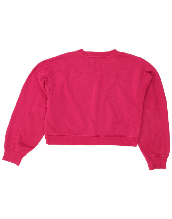Felpa corta da donna Zara UK 14 cotone rosa medio