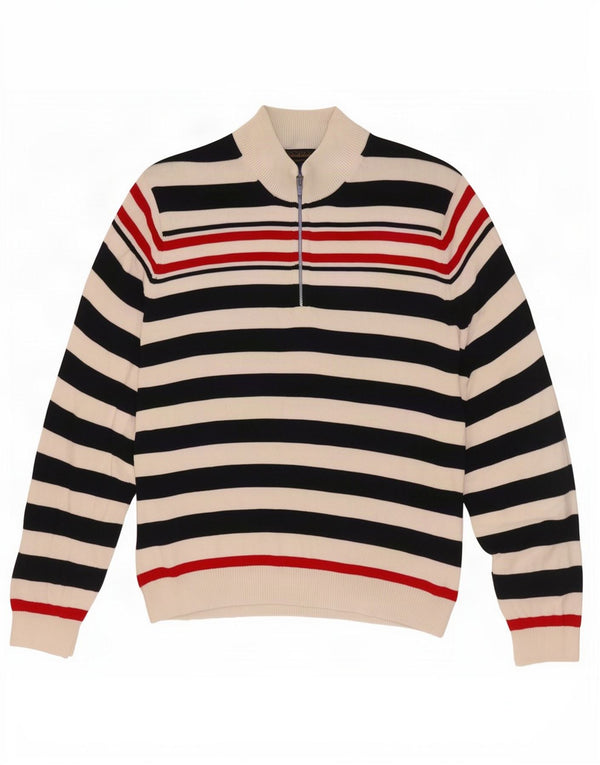 Brooks Brothers Maglione da uomo con collo a bottoni XL a righe blu navy