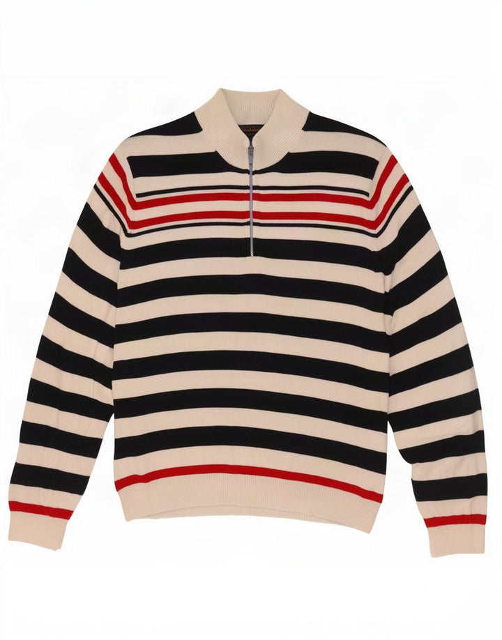 Brooks Brothers Maglione da uomo con collo a bottoni XL a righe blu navy