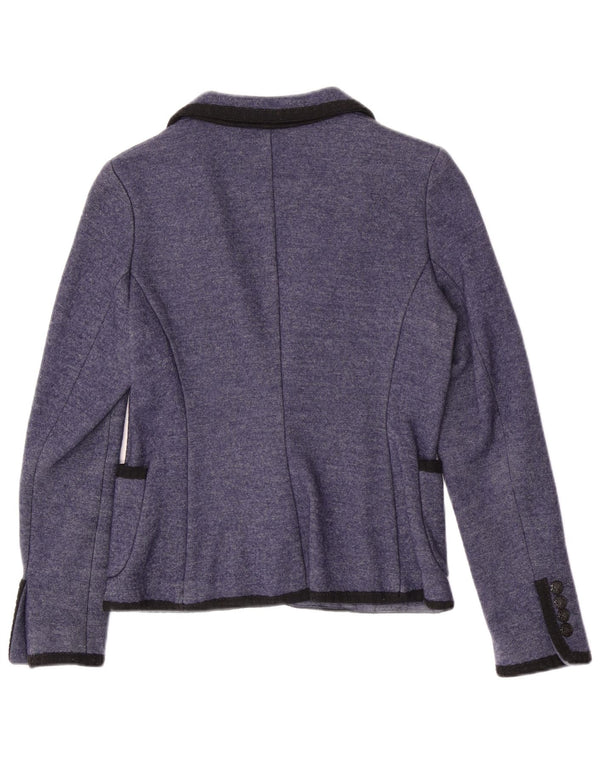 Zara Womens Knit 1 Button Blazer Jacket UK 12 Medium Blue