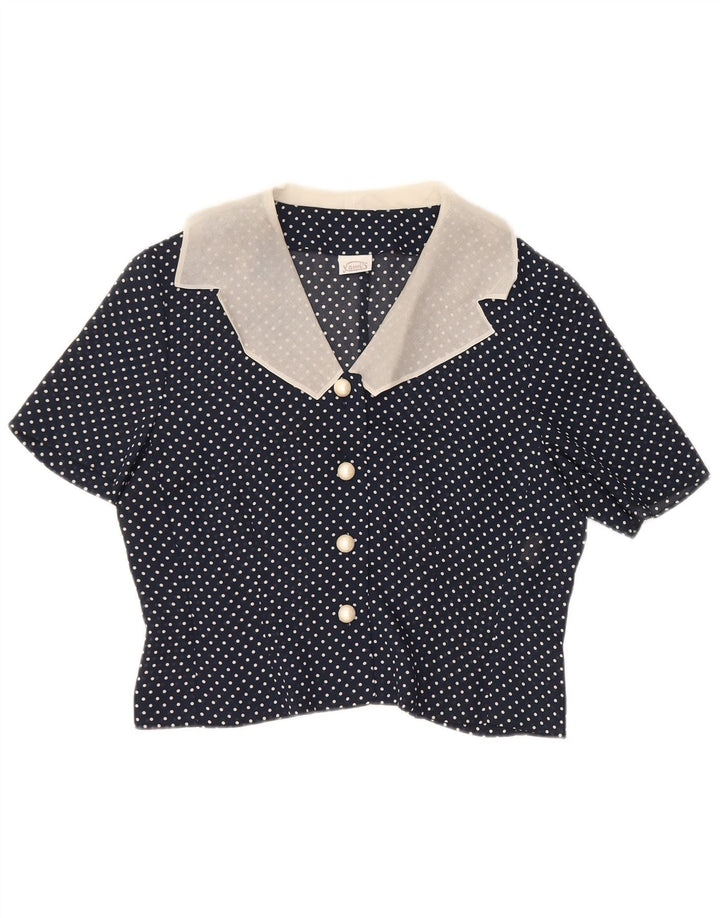 Set gonna vintage da donna in 2 pezzi IT 44 medio W28 blu navy maculato