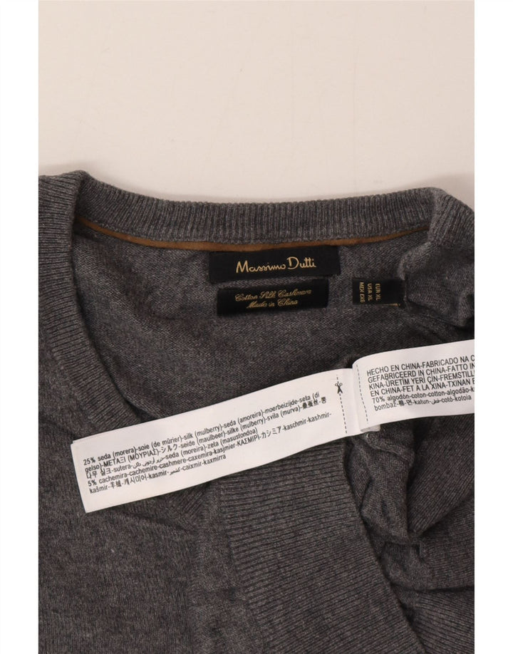 Massimo Dutti Maglione da uomo con scollo a V XL in cotone grigio
