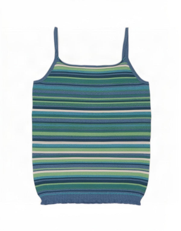 Top da donna Benetton Cami Top UK 10 piccolo in viscosa a righe multicolore