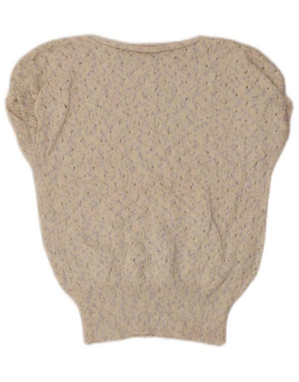 Canotta vintage da donna UK 14 media bianco sporco screziato