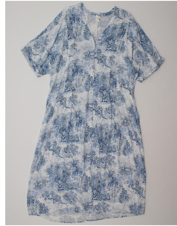 H&M Womens Maxi Dress US 6 Medium Blue Floral Viscose