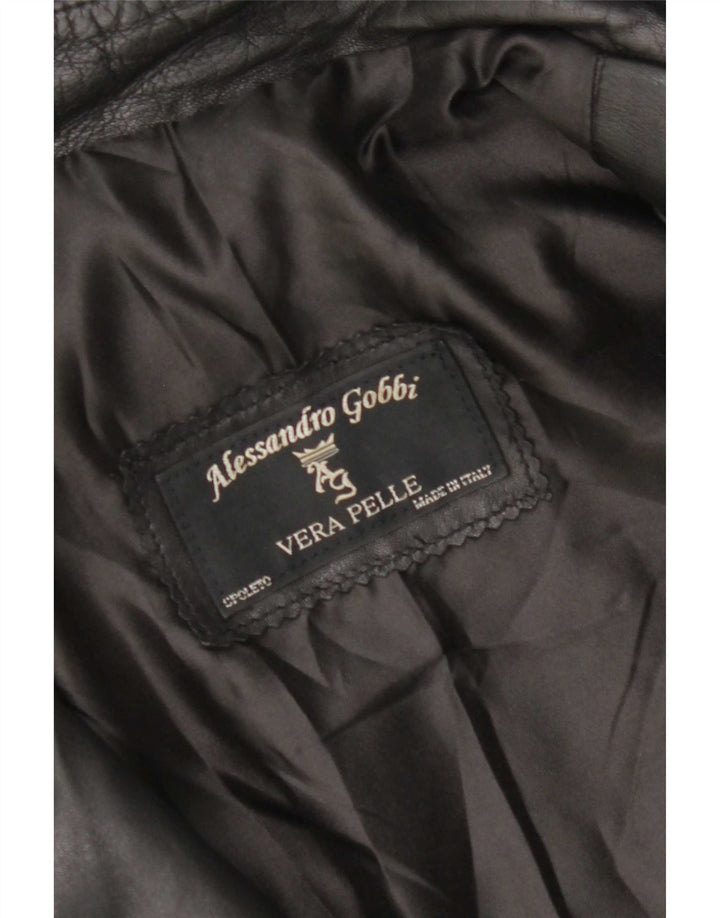 Giacca in pelle da donna vintage UK 14 in pelle nera media