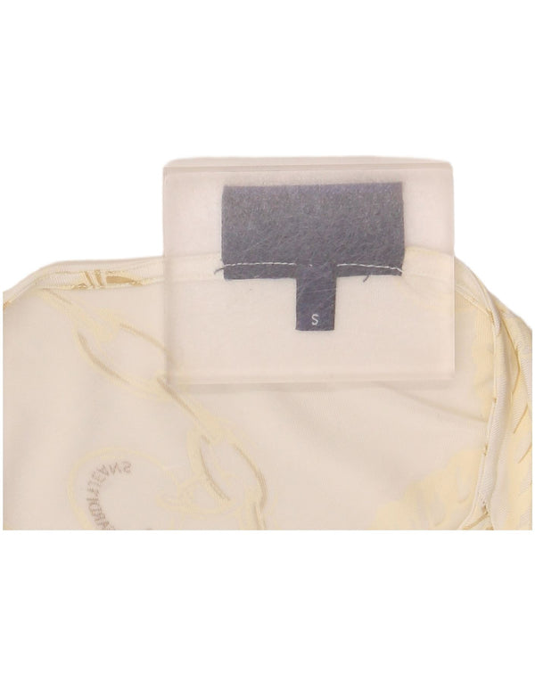 Camicetta da donna con motivo astratto Trussardi Jeans UK 8 Small Bianca