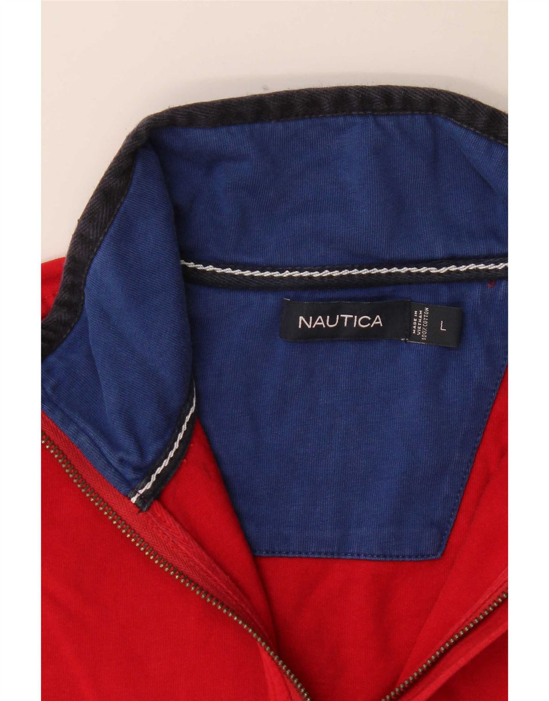 Nautica Top da uomo con zip e collo a maniche lunghe, grande, colore rosso