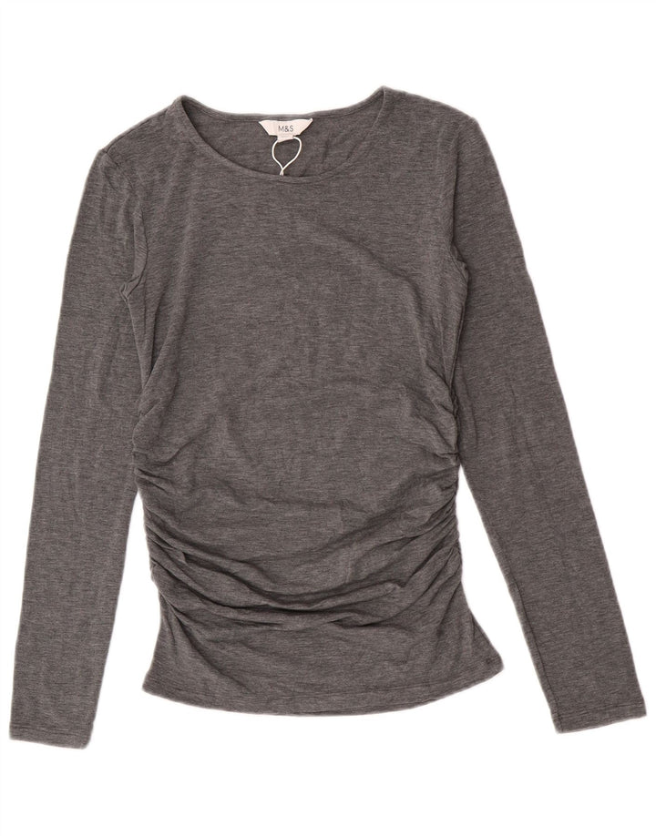 Top manica lunga da donna Marks & Spencer UK 10 piccolo acrilico grigio