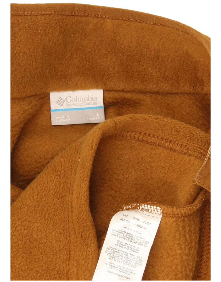 Maglione in pile Columbia da donna con collo corto e bottoni UK 16 Large Beige Poliestere