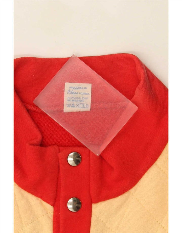 Felpa vintage da uomo con collo abbottonato IT 48 Colorblock rosso medio