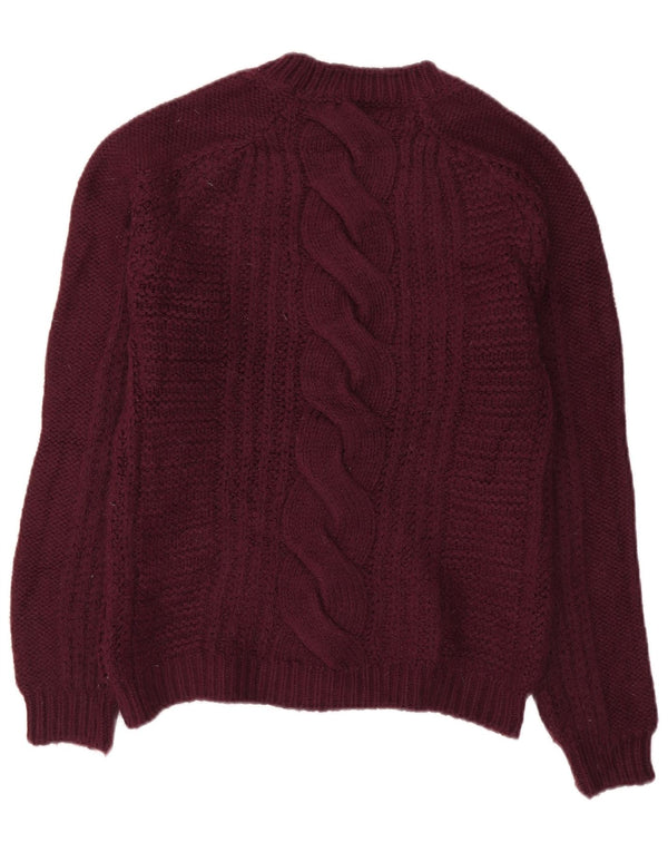 Maglione maglione girocollo da donna Fat Face UK 10 piccolo acrilico bordeaux