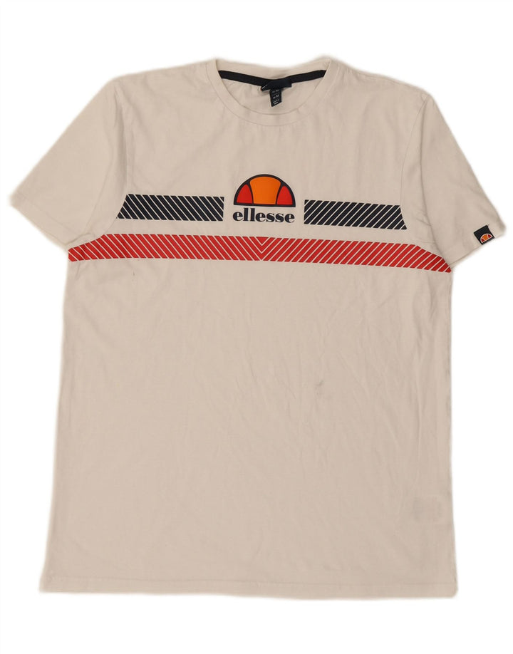 ELLESSE T-shirt grafica da uomo Top in cotone bianco medio