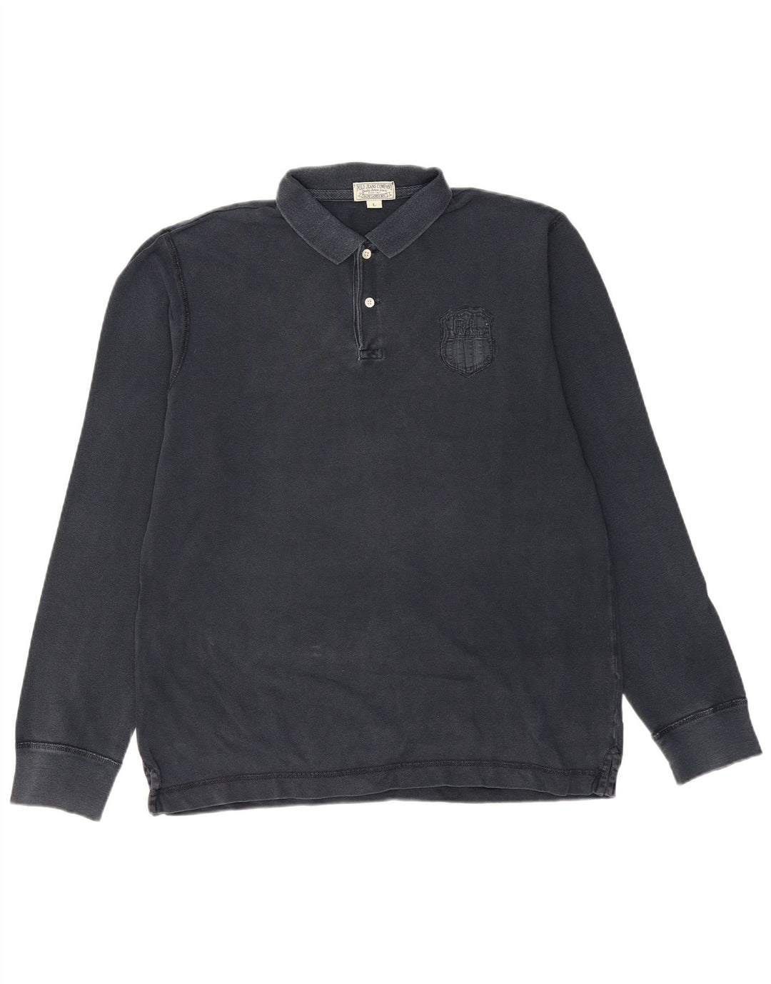 RALPH LAUREN Polo grafica da uomo a maniche lunghe grande blu navy