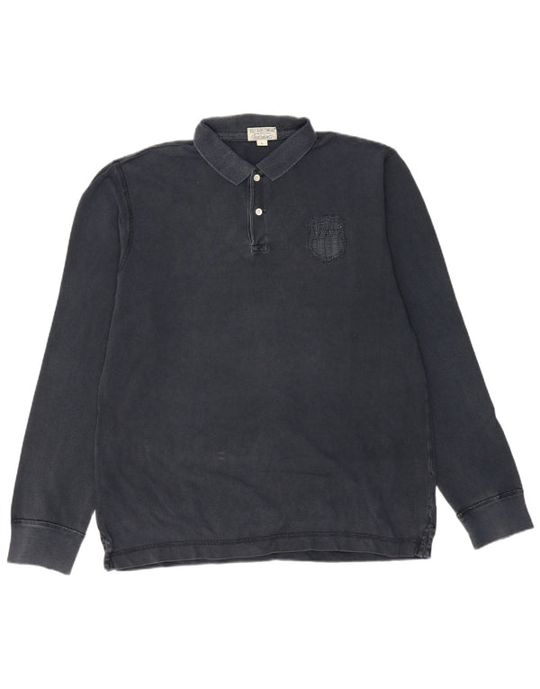 RALPH LAUREN Mens Graphic Long Sleeve Polo Shirt Large Navy Blue